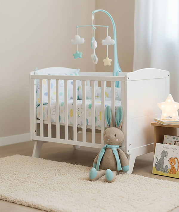 PluchiBerry Bunny Cotton Knitted Stuffed Soft Toy (Pale Whisper & Baby Blue)