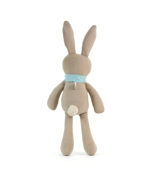 PluchiBerry Bunny Cotton Knitted Stuffed Soft Toy (Pale Whisper & Baby Blue)