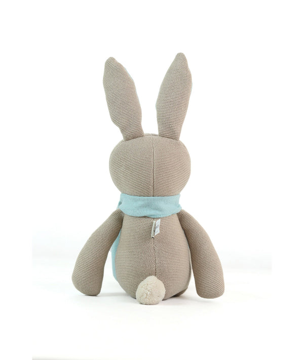 PluchiBerry Bunny Cotton Knitted Stuffed Soft Toy (Pale Whisper & Baby Blue)