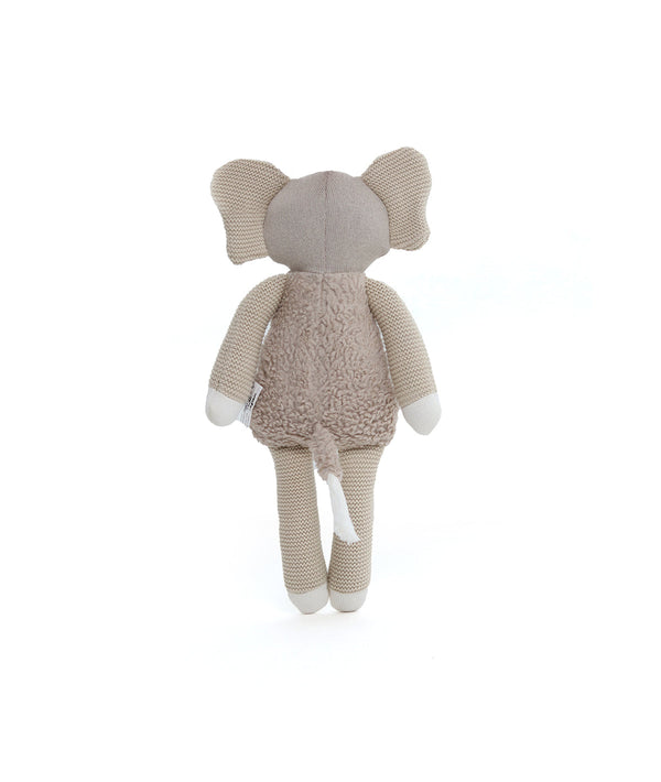 Pluchi Tiny Trunk Cotton Knitted Stuffed Soft Toy (Silver Birch & Ivory)