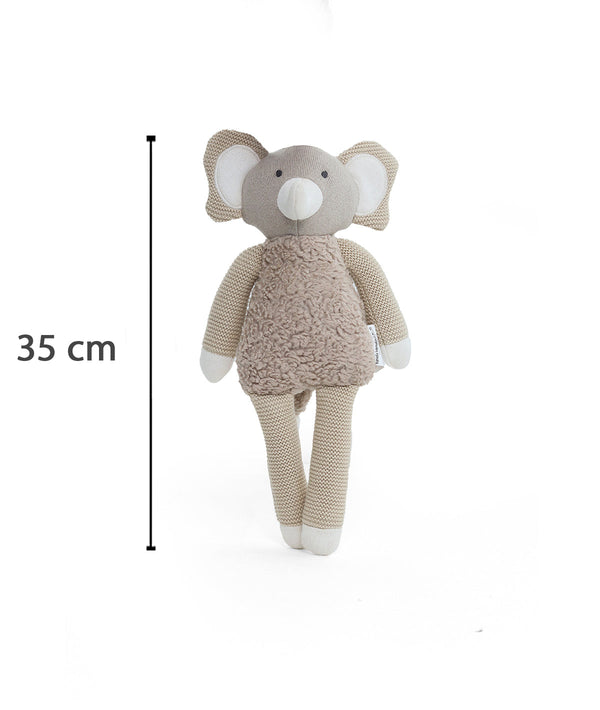 Pluchi Tiny Trunk Cotton Knitted Stuffed Soft Toy (Silver Birch & Ivory)
