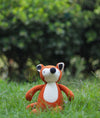 Pluchi The Timid Fox - Cotton Knitted Stuffed Soft Toy For Babies & Kids (Bright Orange & Natural)