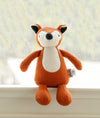 Pluchi The Timid Fox - Cotton Knitted Stuffed Soft Toy For Babies & Kids (Bright Orange & Natural)