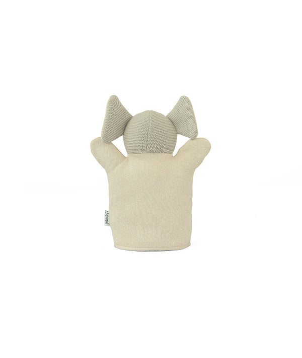 Pluchi Elephant Hand Puppet Cotton Knitted Stuffed Soft Toy (Oat & Pale Whisper)