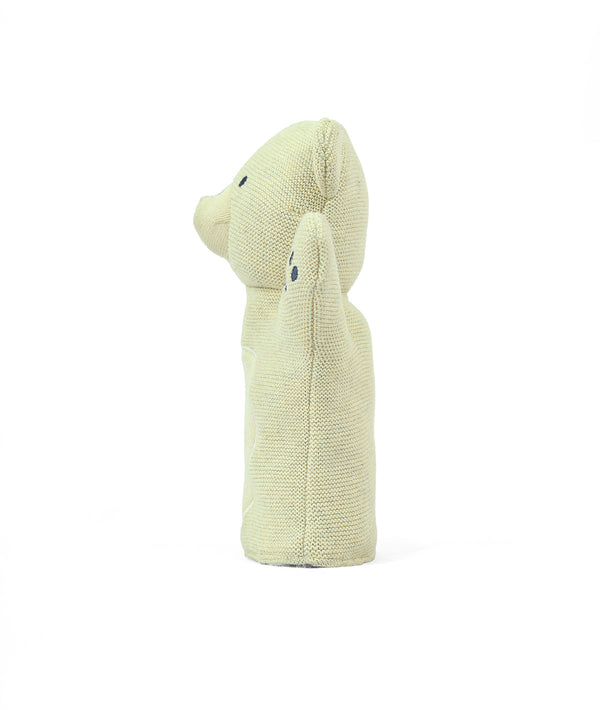Pluchi Polar Bear Hand Puppet Cotton Knitted Stuffed Soft Toy (Natural Melange)
