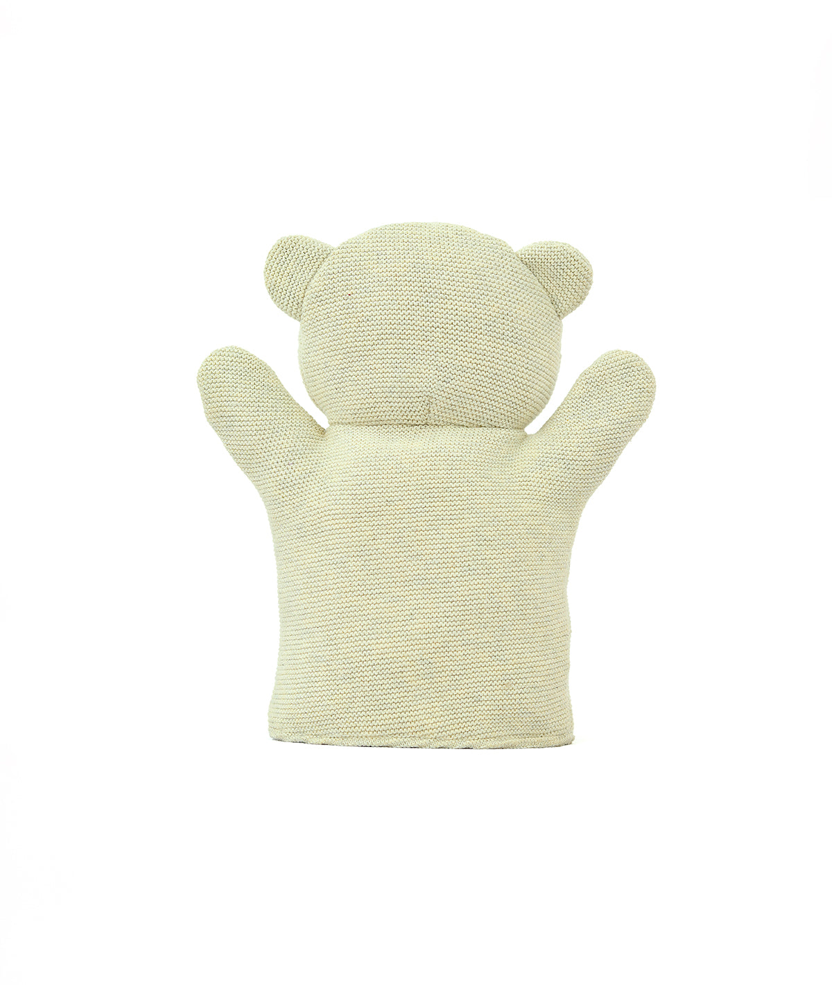 Pluchi Polar Bear Hand Puppet Cotton Knitted Stuffed Soft Toy (Natural Melange)