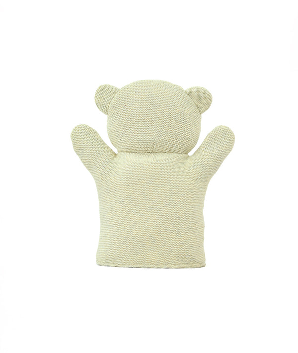 Pluchi Polar Bear Hand Puppet Cotton Knitted Stuffed Soft Toy (Natural Melange)