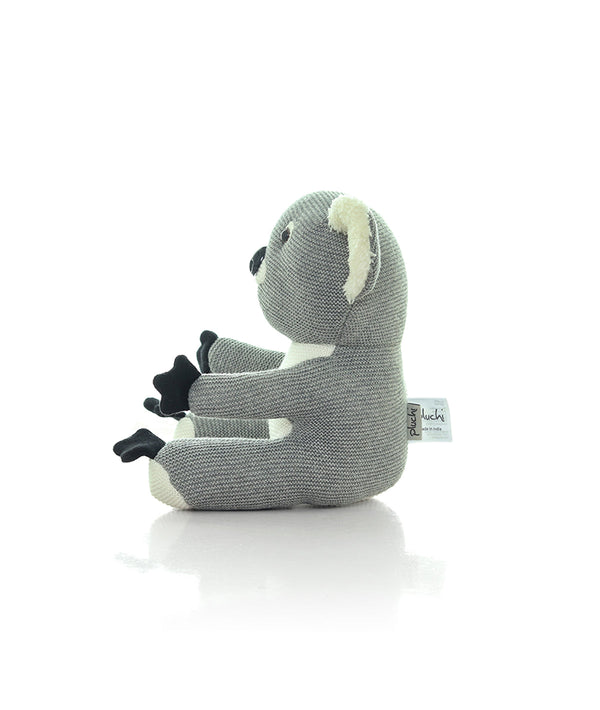 Pluchi Cute Koala Cotton Knitted Stuffed Soft Toy (Light Grey Melange)
