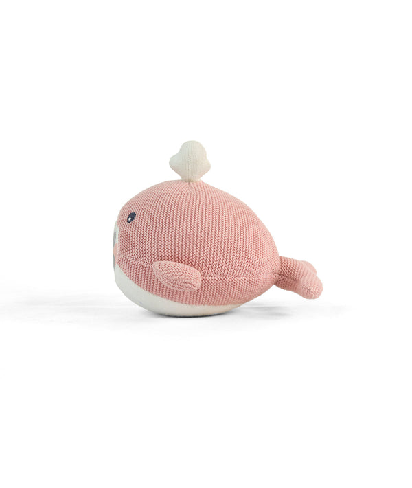 Pluchi Marlow Fish Cotton Knitted Stuffed Soft Toy for Babies & Kids (Pink & Natural)