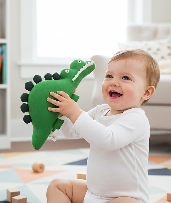 Pluchi Snapper Cotton Knitted Stuffed Soft Toy (Hot Green, Charcoal & Felt)