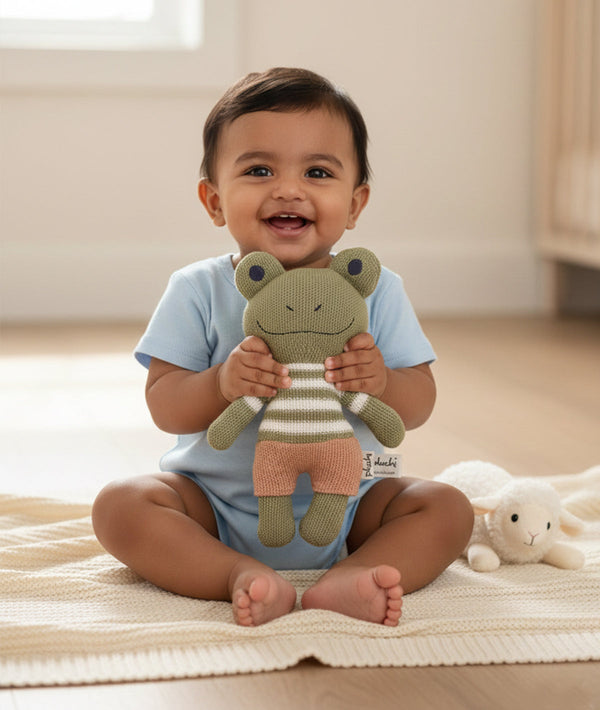 Pluchi Toady Tot Cotton Knitted Stuffed Soft Toy (Green)
