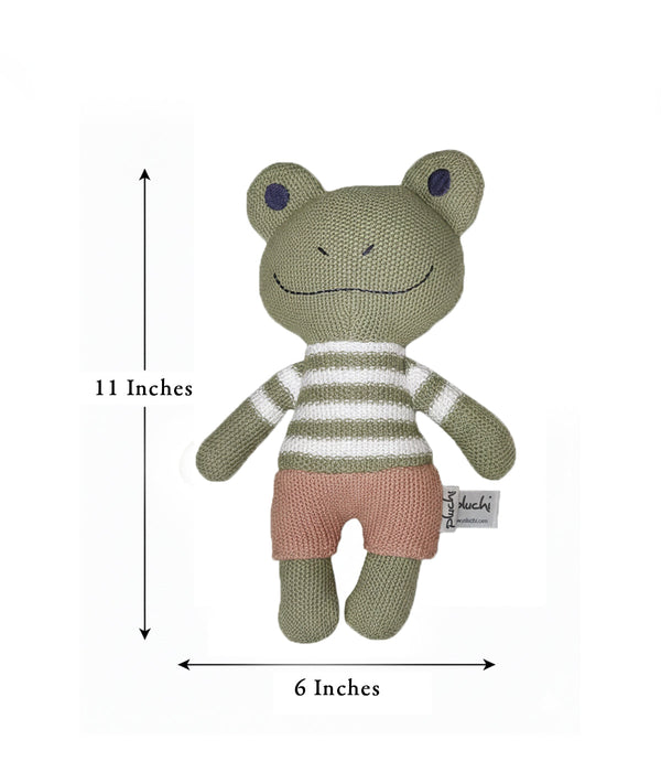 Pluchi Toady Tot Cotton Knitted Stuffed Soft Toy (Green)