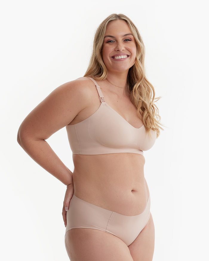 Momcozy YN21 Ultra Soft Seamless Nursing Bra - S - Beige