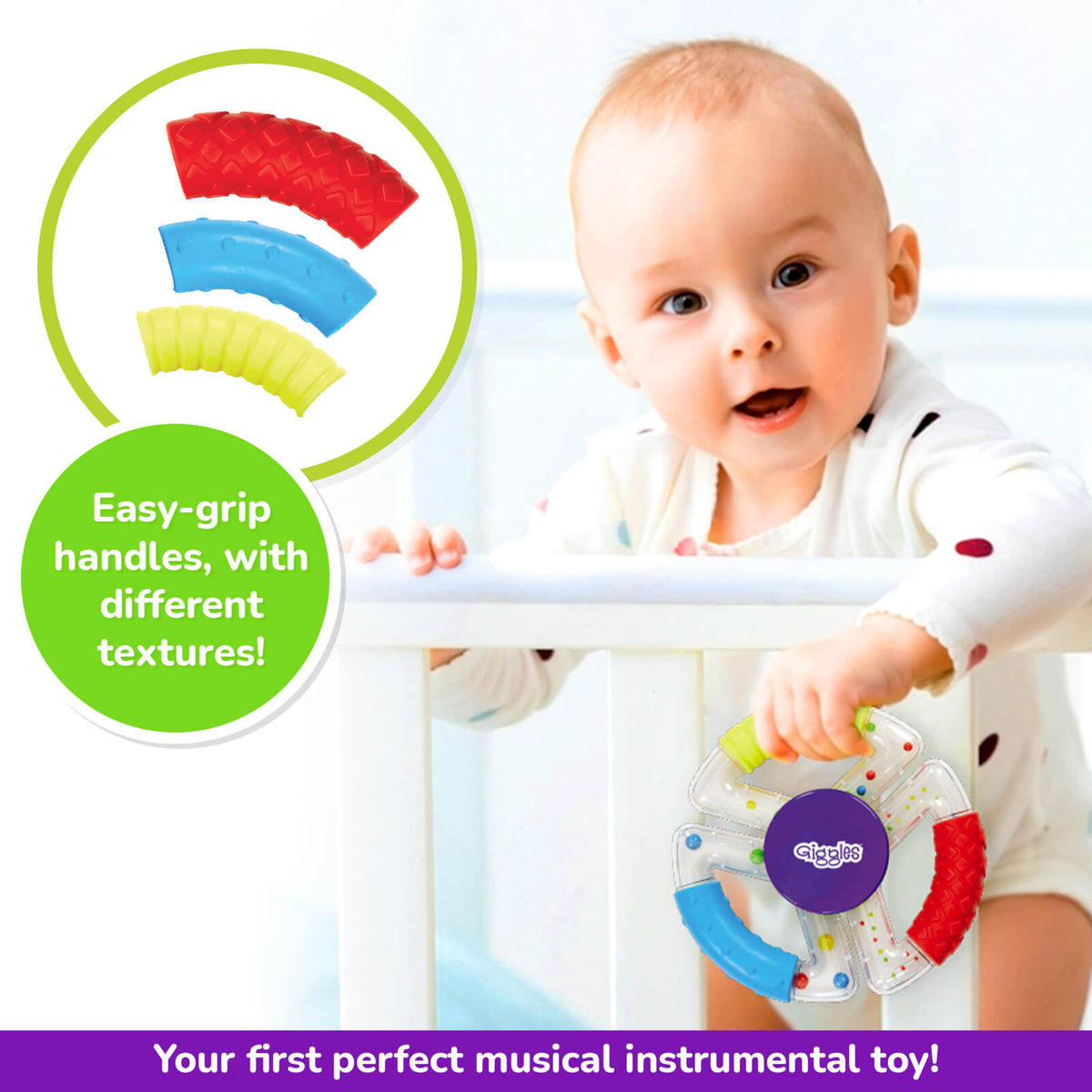 Giggles Sensory Baby Rattle Set Trio – Multicolor