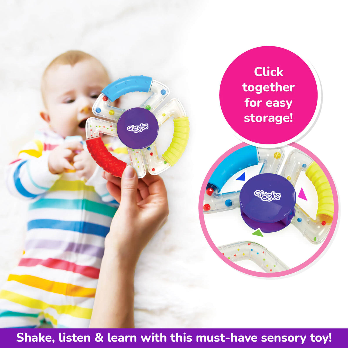 Giggles Sensory Baby Rattle Set Trio – Multicolor