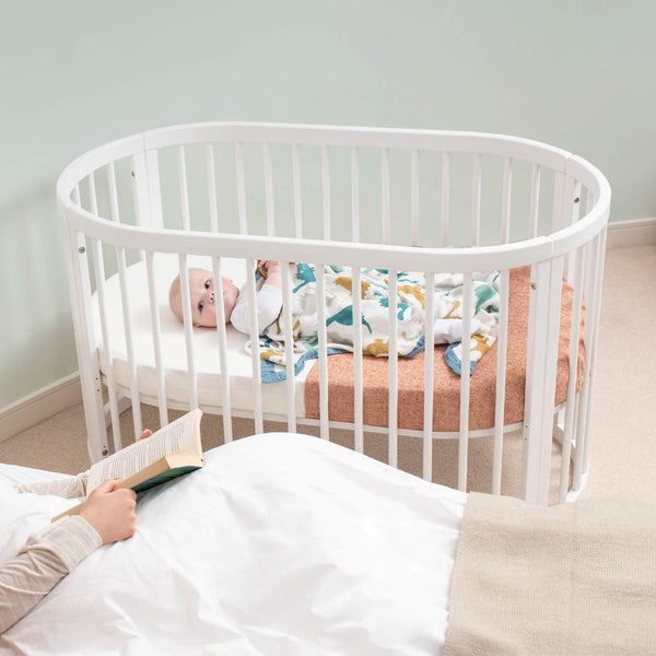 Boori Oasis Oval Cot – Barley White | Convertible Baby Cot 0–3 Years