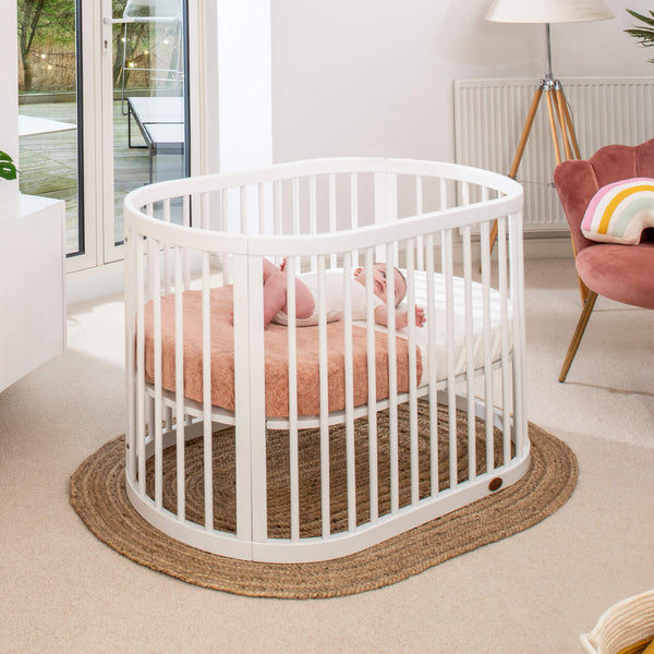 Boori Oasis Oval Cot – Barley White | Convertible Baby Cot 0–3 Years