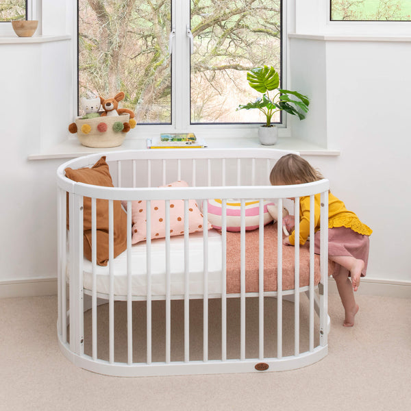 Boori Oasis Oval Cot – Barley White | Convertible Baby Cot 0–3 Years