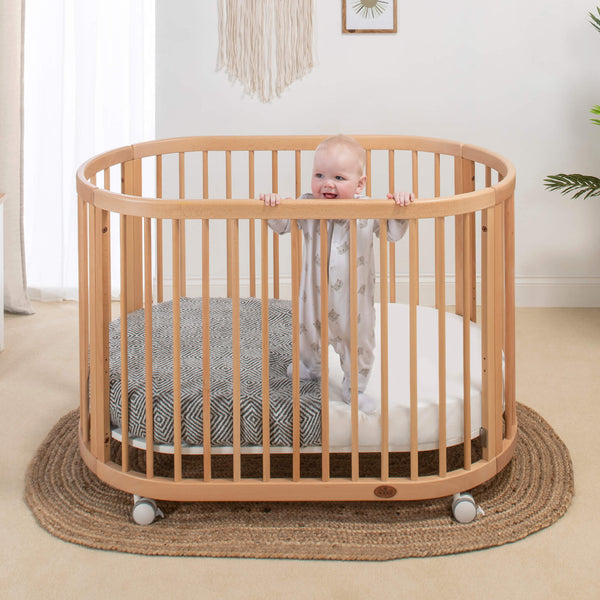 Boori Oasis Oval Cot – Beech | Convertible Baby Cot & Toddler Bed