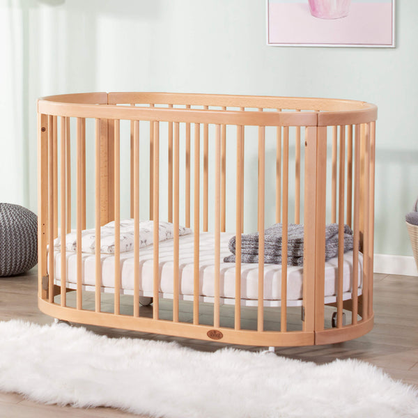 Boori Oasis Oval Cot – Beech | Convertible Baby Cot & Toddler Bed