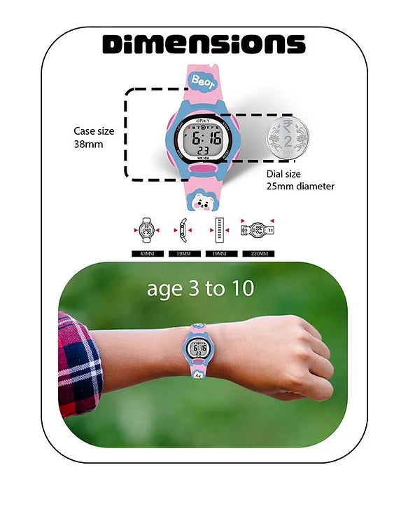 Spiky EVA18 Printed Strap Round Sports Digital Watch 3–10Y – Pink