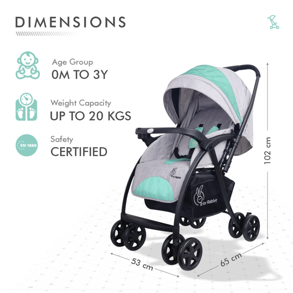R For Rabbit Stroller Sugar Pop Stroller Green Grey