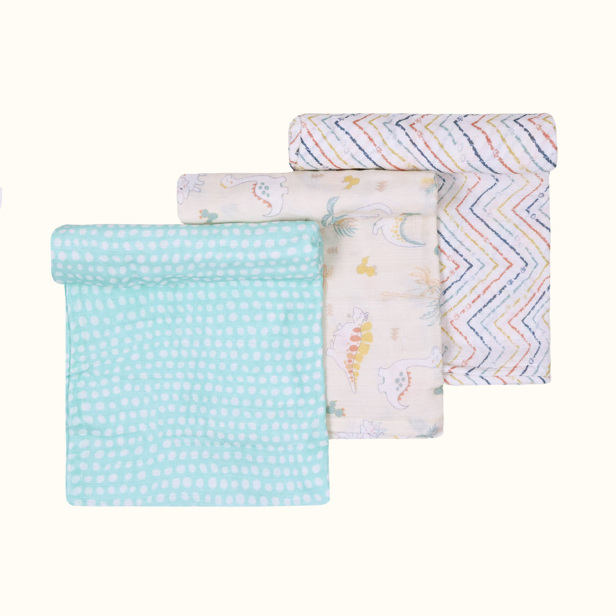 Abracadabra D for Dino Cotton Muslin Swaddles – Set of 3