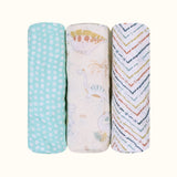 Abracadabra D for Dino Cotton Muslin Swaddles – Set of 3