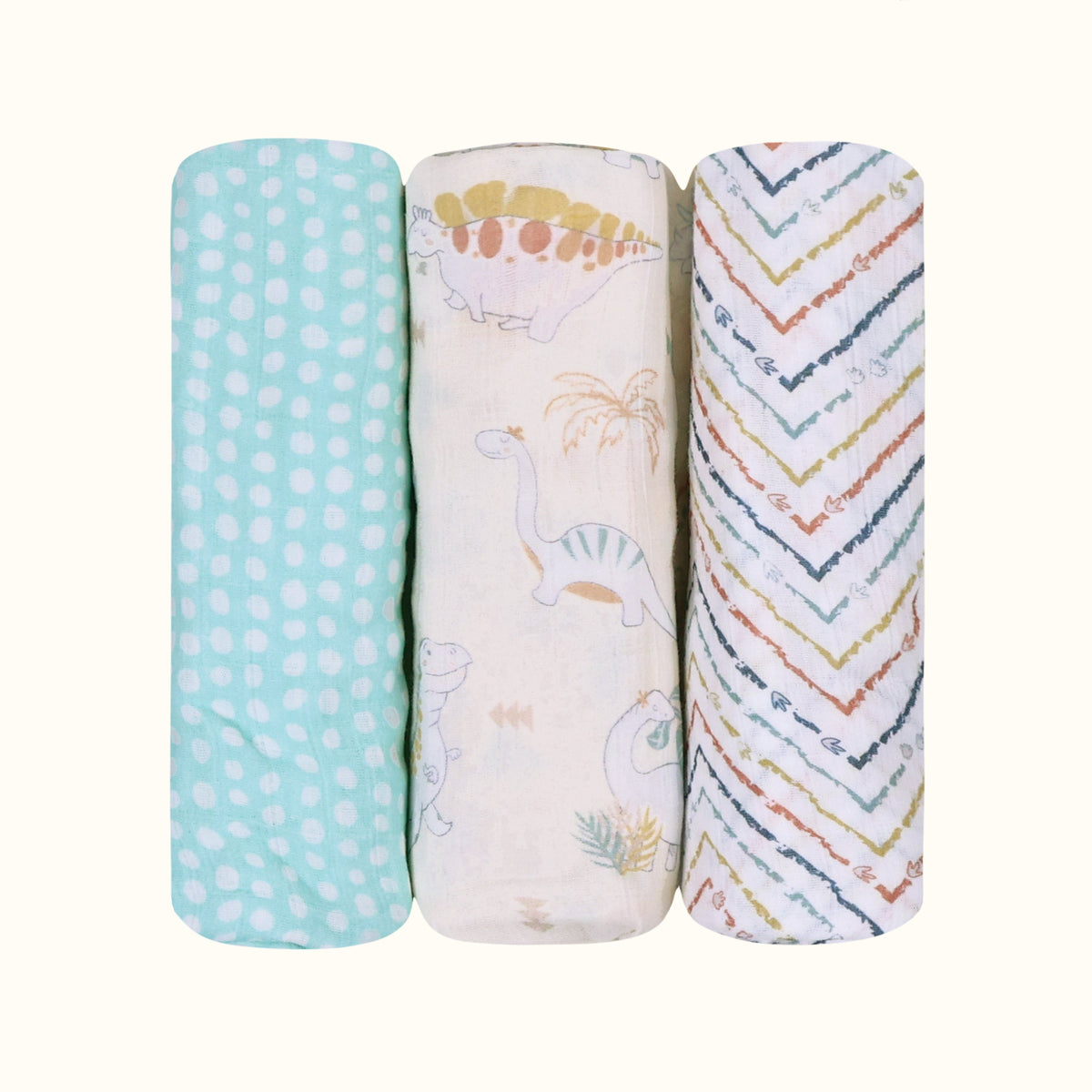 Abracadabra D for Dino Cotton Muslin Swaddles – Set of 3
