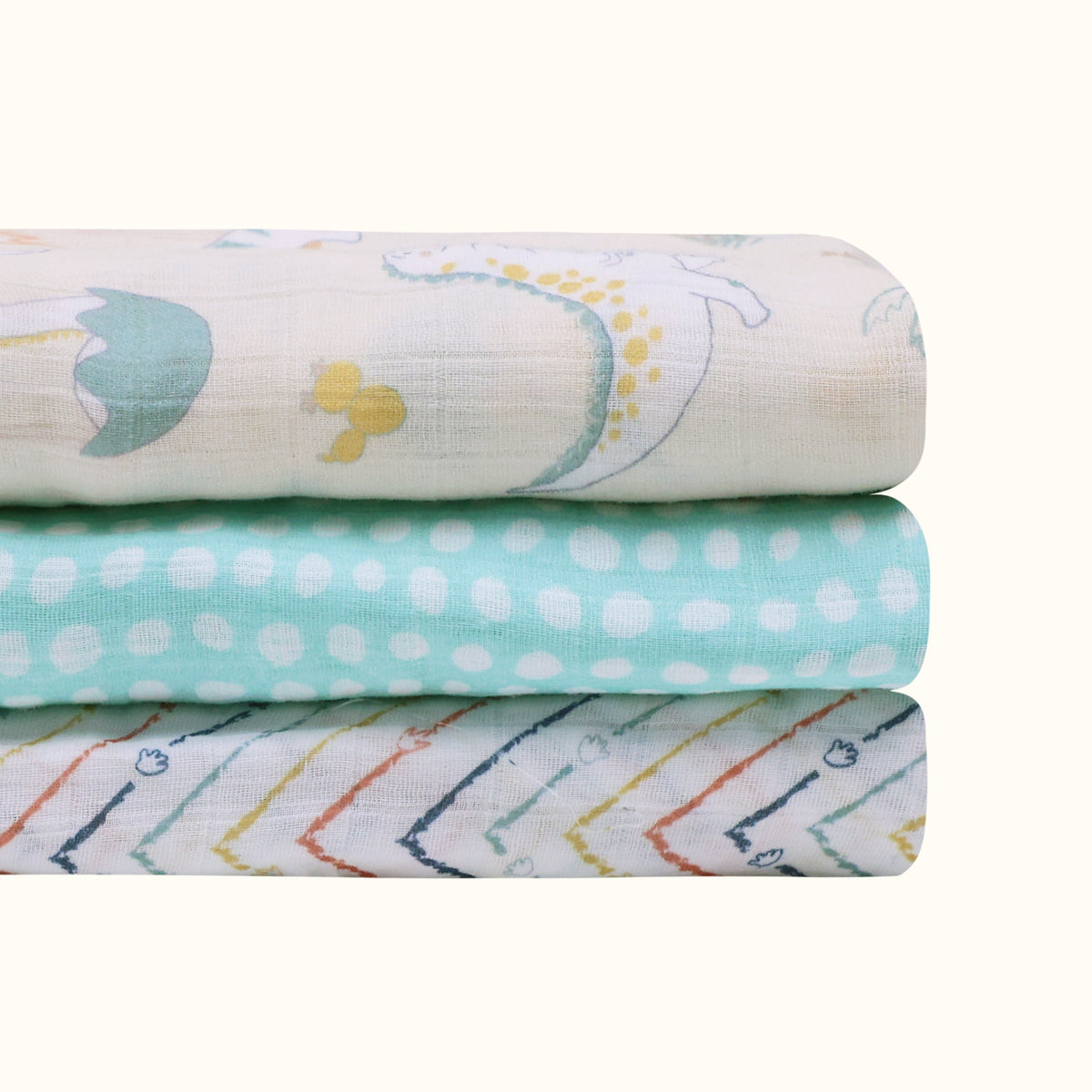 Abracadabra D for Dino Cotton Muslin Swaddles – Set of 3
