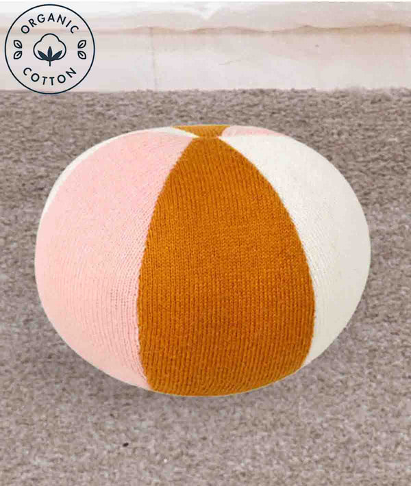 Pluchi Rattle Pink Rolley- Multicolor Cotton Knitted Stuffed Soft Toy for Babies / Kids