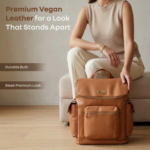 R For Rabbit Caramello Bold Neo Diaper Bag, Matte Finish Vegan Leather