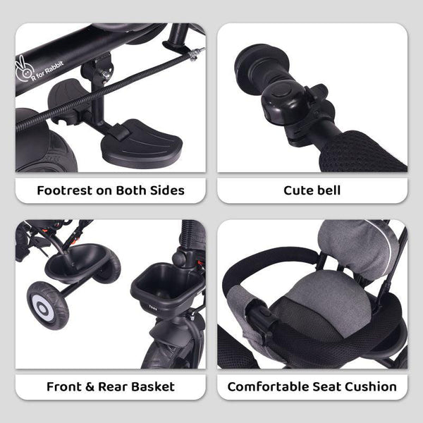 R For Rabbit Tiny Toes T40 Ace Tricycle - Grey Black