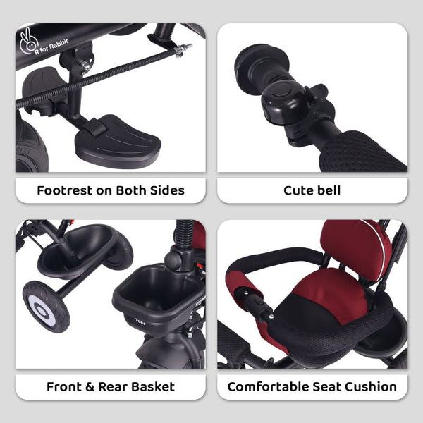 R For Rabbit Tricycle Tiny Toes T40 Plus Maroon Black