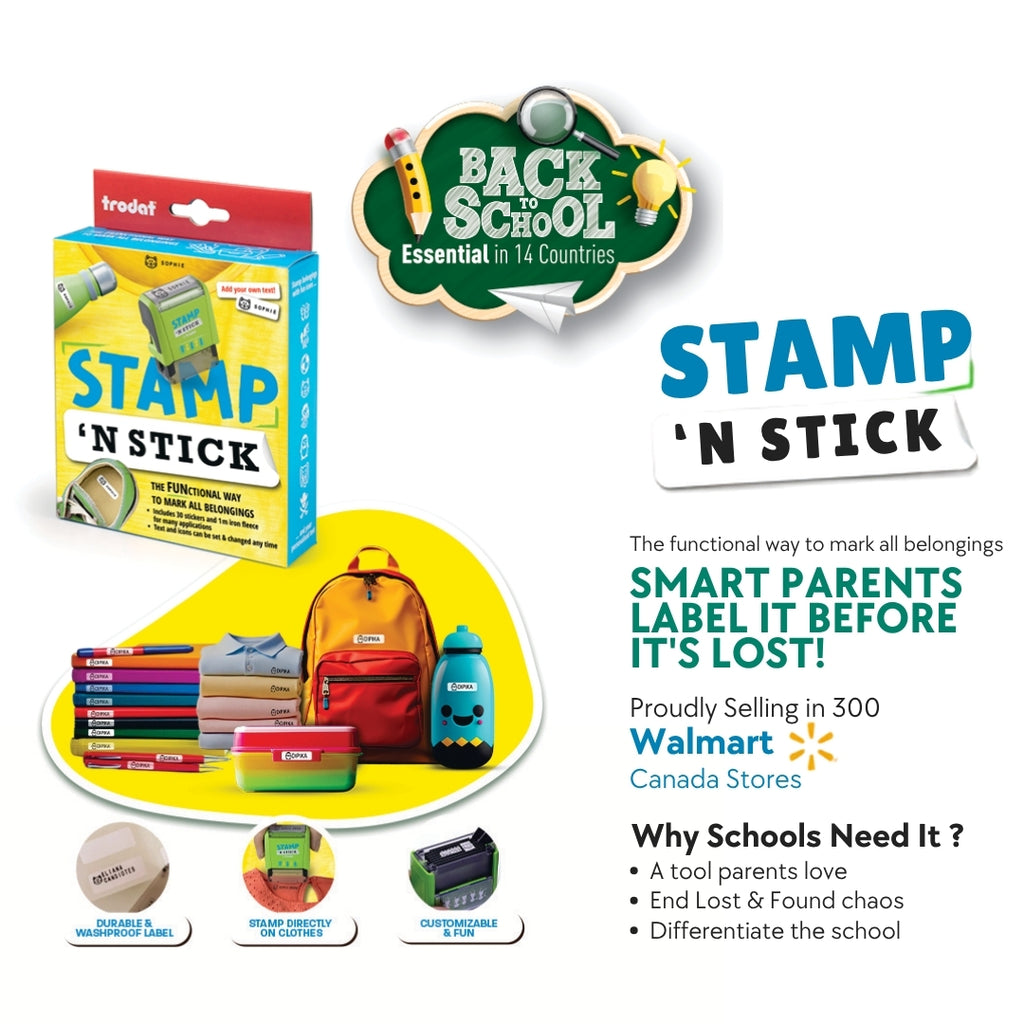 Trodat Stamp 'N Stick Typomatic Personal Label Stamp Kit 37 × 13 mm Apple Green