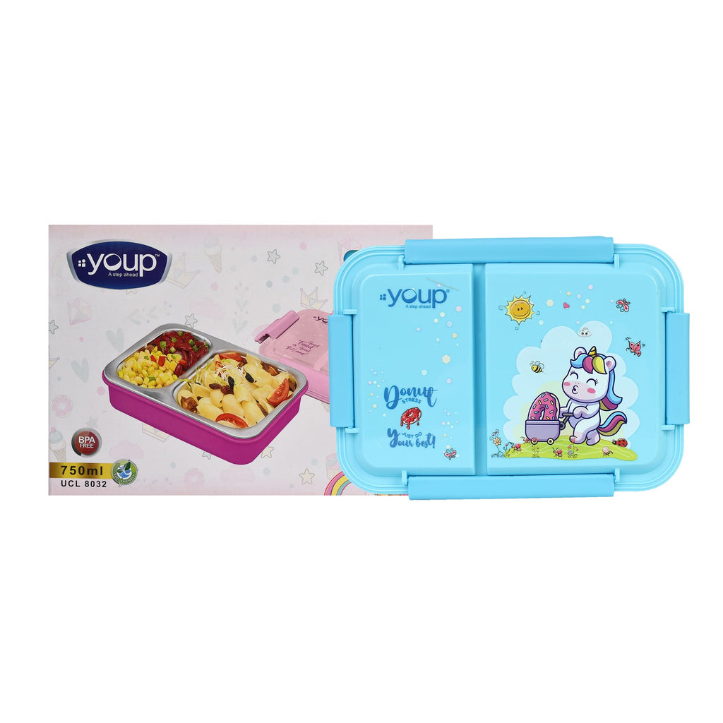Youp Stainless Steel Blue Color Bento Box - Unicorn