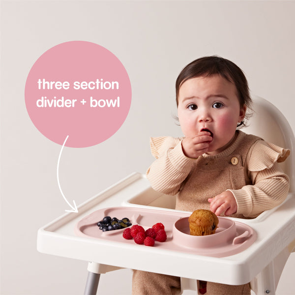 b.box Roll + Go Silicone Mealtime Mat with Spoon β Blush