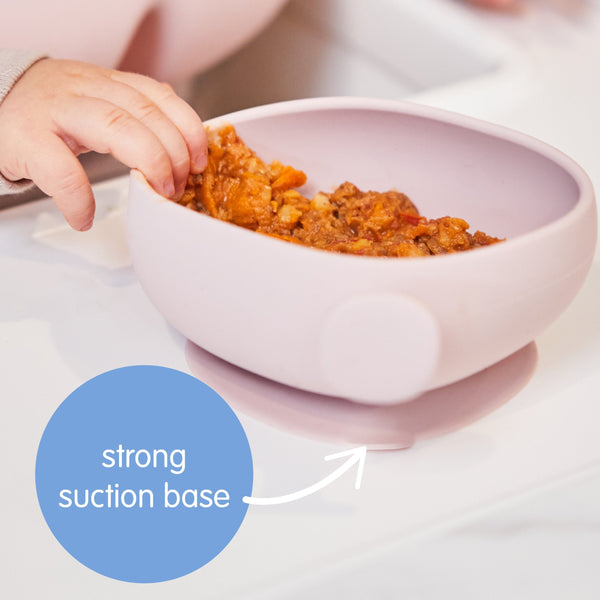 b.box Silicone Suction Bowl + Lid β Blush Pink