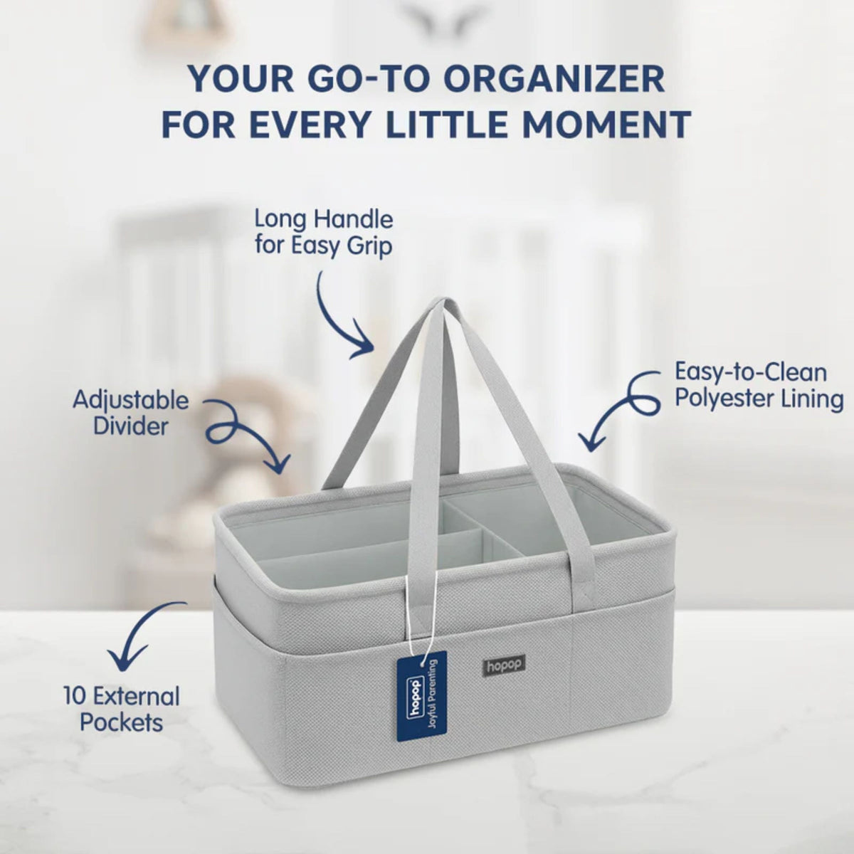 Hopop Baby Diaper Caddy Organizer with Compartments & Carry Handles One Size – Beige