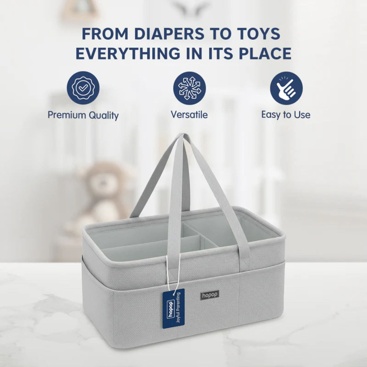 Hopop Baby Diaper Caddy Organizer with Compartments & Carry Handles One Size – Beige