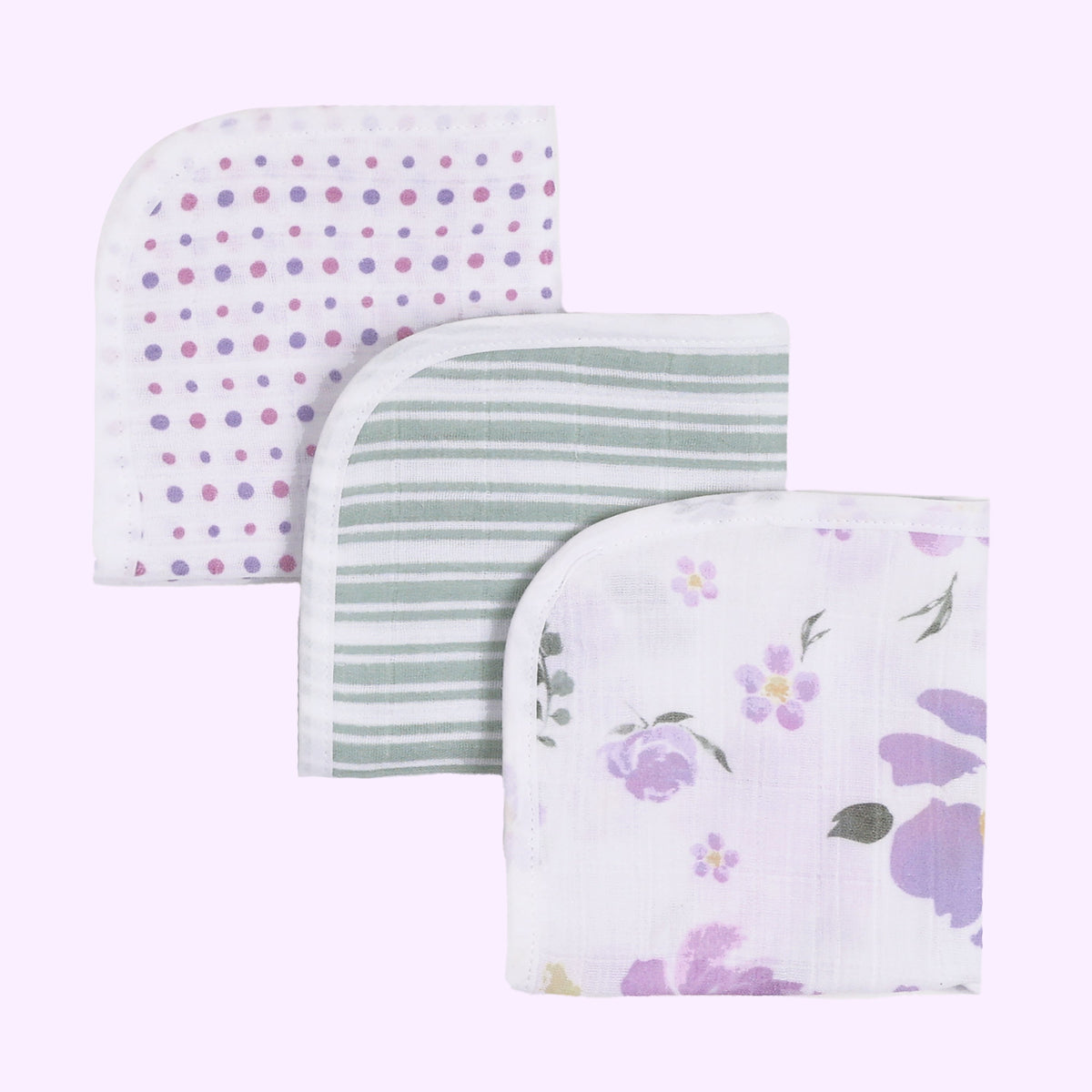 Abracadabra Cotton Muslin Baby Wipes Pack of 3 – Villandry Purple