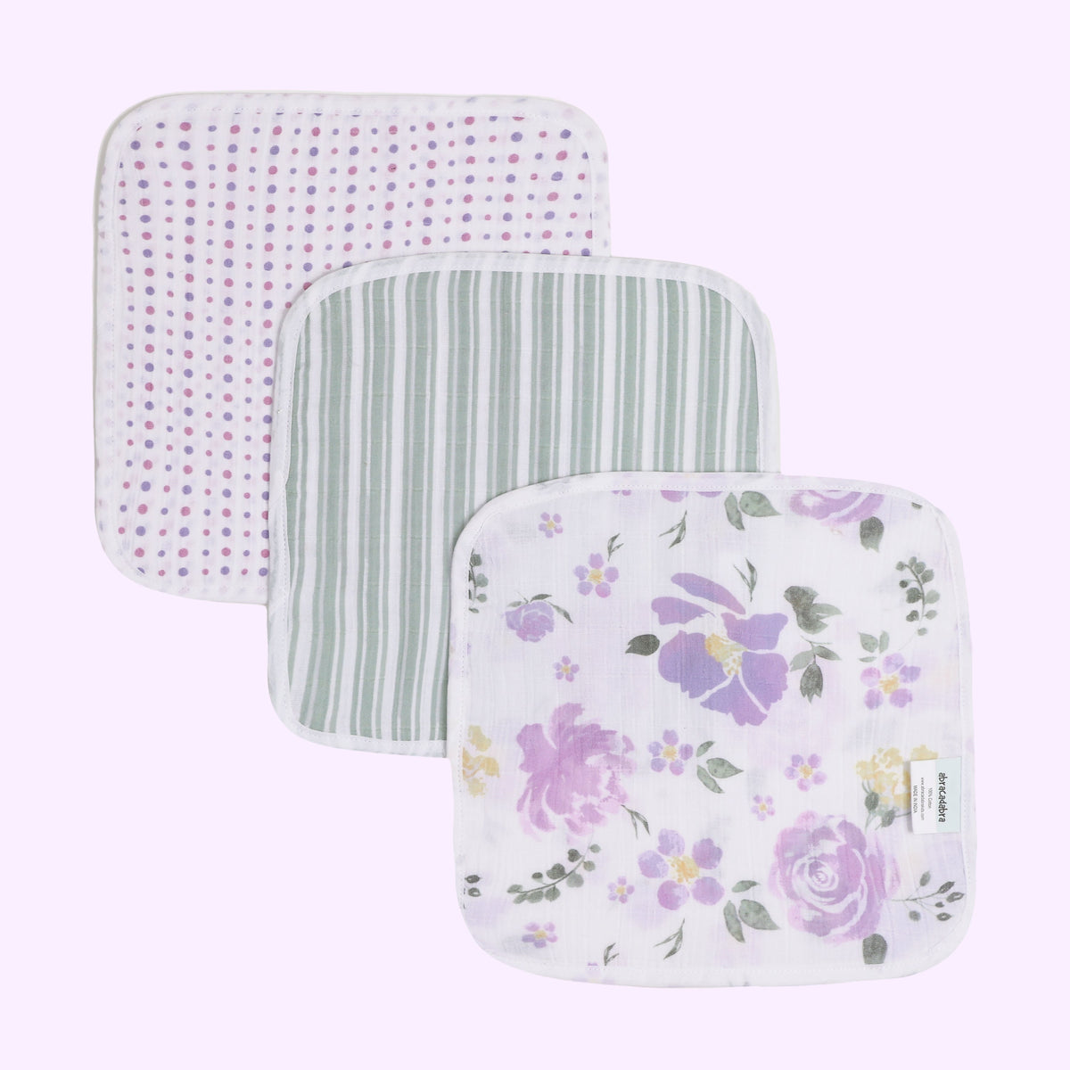 Abracadabra Cotton Muslin Baby Wipes Pack of 3 – Villandry Purple