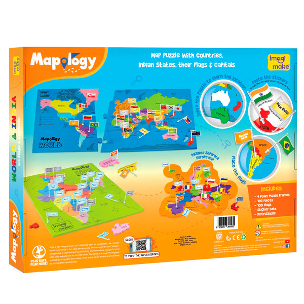 Mapology World & India ImagiMake With Flags and Capitals