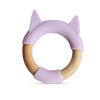 Little Rawr Wood + Silicone Disc & Ring Teether Kitty 9 cm Purple