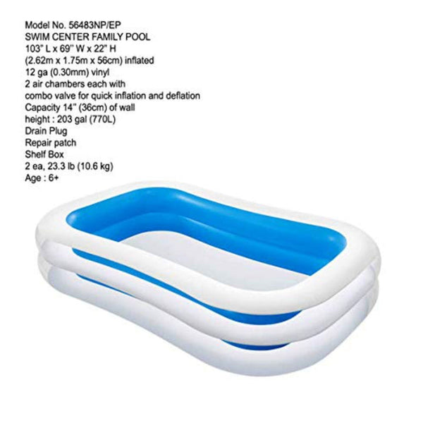 Intex Swim Center Inflatable Family Pool 262 × 175 × 56 cm – White Blue