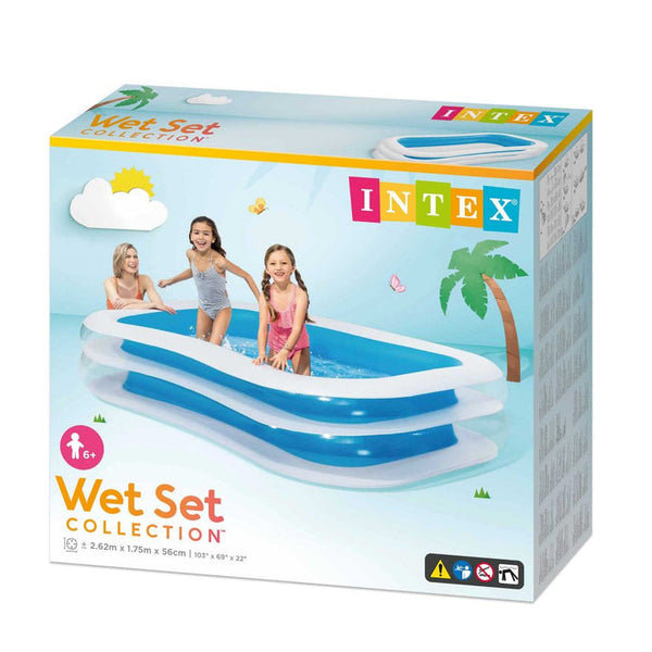 Intex Swim Center Inflatable Family Pool 262 × 175 × 56 cm – White Blue