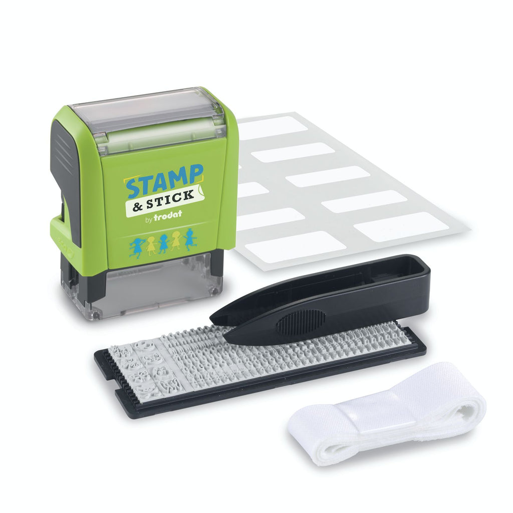 Trodat Stamp 'N Stick Typomatic Personal Label Stamp Kit 37 × 13 mm Apple Green