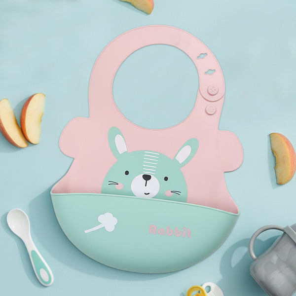 Hopop Easy Clean Waterproof Silicone Bib with Crumb Catcher 6M+ Assorted Print