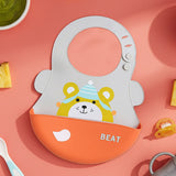 Hopop Easy Clean Waterproof Silicone Bib with Crumb Catcher 6M+ Assorted Print