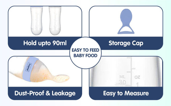 Hopop Soft Squeezy Silicone Spoon Food Feeder 90ml Green